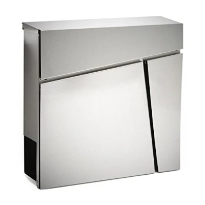 Afbeelding van Modern design brievenbus met krantenrol V23 rvs wandbrievenbus poedercoating krantenvak post
