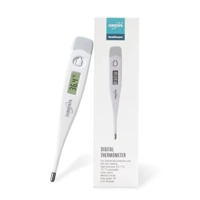 Afbeelding van EUROPAPA Digitale koortsthermometer voor baby&#039;s, kinderen en volwassenen, thermometer oraal, axillair of rectaal, waterdicht met koortsalarm (grijs)