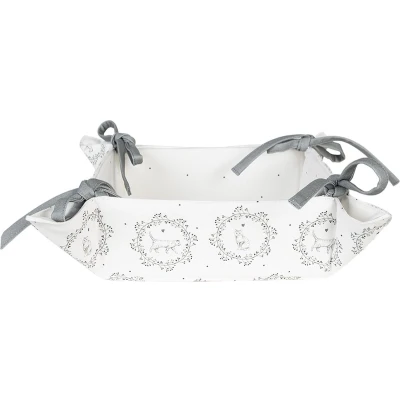 Afbeelding van Clayre &amp; Eef Broodmand 35x35x8 cm Wit Grijs Katoen Kat
