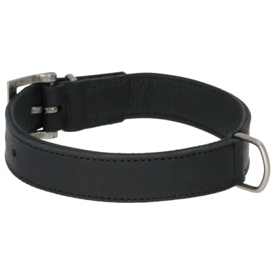 Afbeelding van Adori Halsband Vetleder Gevoerd Zwart&amp;Zwart Hondenhalsband 50x2.5 cm