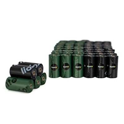 Afbeelding van lionto hondenpoepzakjes 900 zakjes (60 rollen) lekvrije, extra dikke afvalzakjes voor honden navulrollen poepzakjes geurvrij, zwart/groen