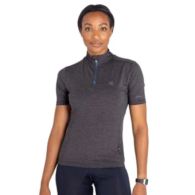 Afbeelding van Dare2B, Pedal Through It Korte Mouw Dames Fietsshirt met halve rits, Zwart, Maat 38