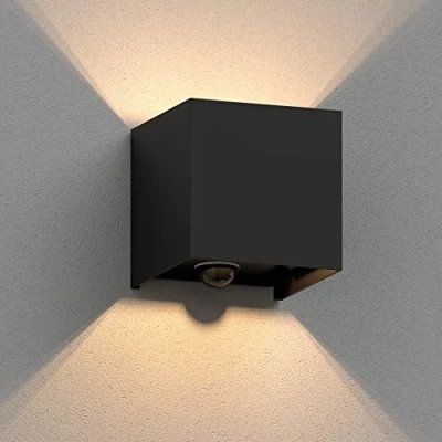 Afbeelding van ledscom.de wandlamp CUBEL voor buiten, IP65, up/downlight, bewegingsmelder, matzwart, hoekig, 1x G9 max. 10W, up en downlight, buitenlamp, wandlamp, wandverlichting
