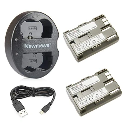 Afbeelding van Newmowa BP 511 vervangende batterij (verpakking van 2) en dubbele USB oplader voor Canon 511A EOS 5D, 50D, 40D, 20D, 30D, 10D, Digital Rebel, D60, 300D, D30