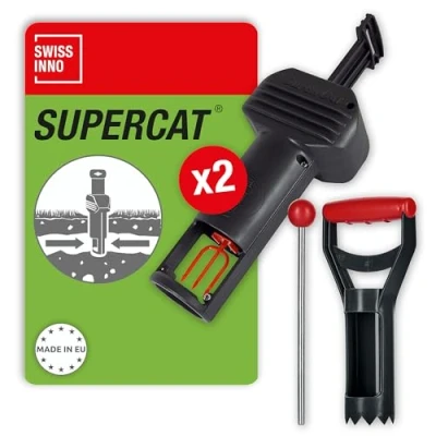 Afbeelding van SWISSINNO woelmuisval PRO SuperCat incl. accessoireset: Efficiënte slagval tegen veldmuizen + woelmuis, gepatenteerd trekkermechanisme, veilig herbruikbaar. Made in EU: 2x vallen 1x accessoireset