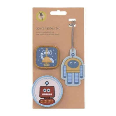 Afbeelding van LÄSSIG Set met hangers en patches, Robot, schoolpatches, M, patches