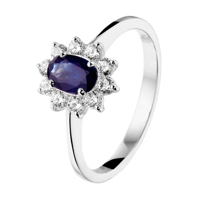 Afbeelding van Witgouden Ring saffier en zirkonia 4105398 18.50 mm (58)
