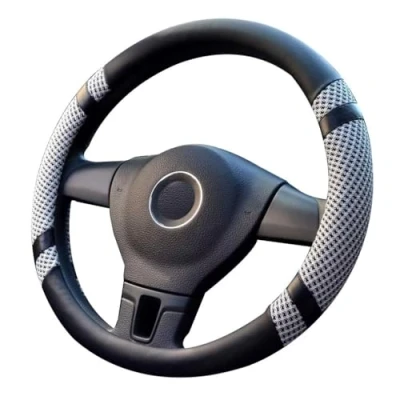 Afbeelding van Lifetooler Stuurwielhoes Type D Universeel Antislip Stuurwiel Bescherming Vlakke Onderste Auto voor Mannen Dames (Grijs)