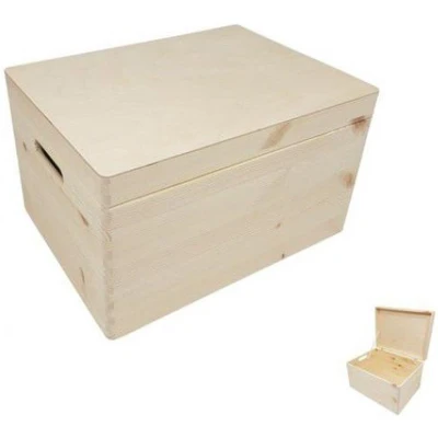 Afbeelding van Houten opbergkist met klepdeksel 40cm x 30cm 23cm