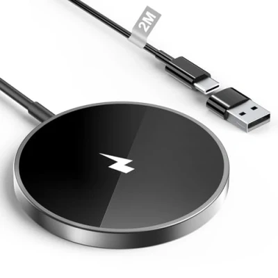 Afbeelding van Mag Safe oplader,15W, snellader, magnetisch, draadloos, compatibel met iPhone 16/16 Pro/16 Pro Max/15/14/13/12/11/X/XS/SE/XR/AirPods AirPods 3/2/Pro, zwart