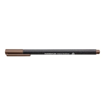 Afbeelding van Staedtler 334 77 Triplus Fineliner (driehoekig, superfijne, metalen punt, lijnbreedte ca. 0,3 mm, 10 stuks) tabakbruin