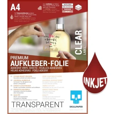 Afbeelding van SKULLPAPER® Plakfolie, vinylfolie om op te plakken en zelf vorm geven, voor inkjetprinters, transparant