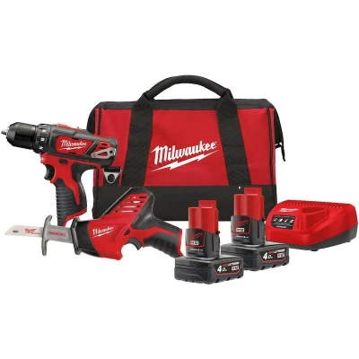 Afbeelding van Milwaukee M12 BPP2C 402B powerpack (C12 HZ, BDD, 2 x 4,0 Ah accu, 60 min. lader, contractor bag)