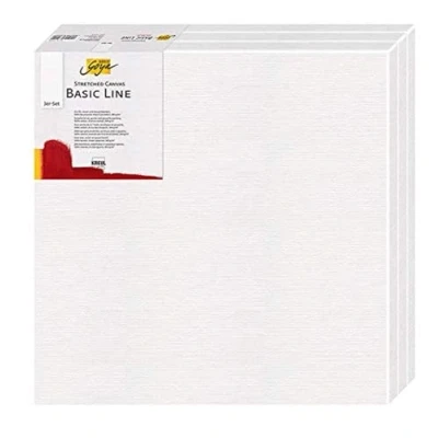 Afbeelding van KREUL 631515 Solo Goya Stretched Canvas Basic Line spieraam 15 x cm, set van 3, met katoenen doek 4 keer gegrond, voor olieverf, acrylverf en gouache.