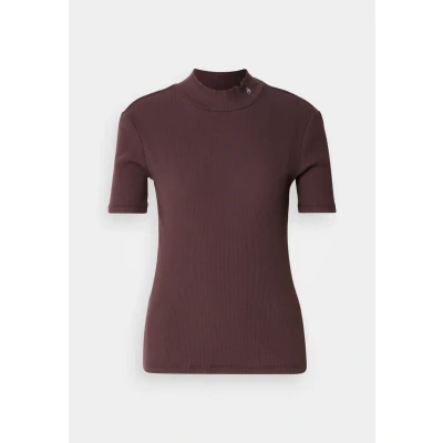 Afbeelding van Scotch &amp; Soda Rib T shirt met ronde hals, Chocolade U290, M
