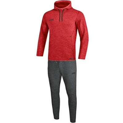 Afbeelding van JAKO Premium Basics Joggingpak Met Sweatshirt Capuchon, Uniseks Volwassene, Roodgevlekt, L