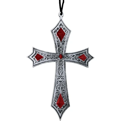 Afbeelding van Fiestas Guirca Ketting kruis met robijn Halloween accessoires verkleden