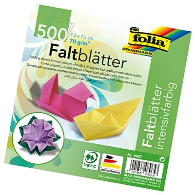 Afbeelding van folia 8957 Vouwbladen 7,5 x cm, 70 g/m², 500 vellen gesorteerd in 10 intense kleuren, ideaal voor papiervouwen en andere creatieve knutselwerkjes
