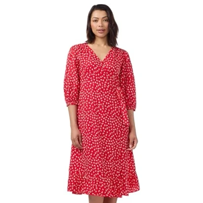 Afbeelding van ONLY Midi jurk voor dames, 3/4 mouwen, wikkel , Cloud Dancer/Kamil Flower, XS
