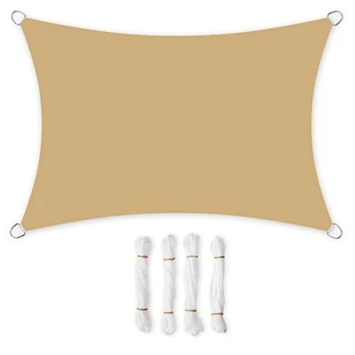 Afbeelding van SONGMICS Zonnezeil, 3 x 4 m, waterafstotend, waterkolom 665 mm, scheurvast polyester, uv bescherming 93%, terras, tuin, balkon, rechthoekig, 2 m touwen, zandgeel GSH34EY