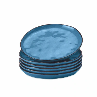 Afbeelding van LOBERON Dessertbordjes set van 6 Biarré blauw