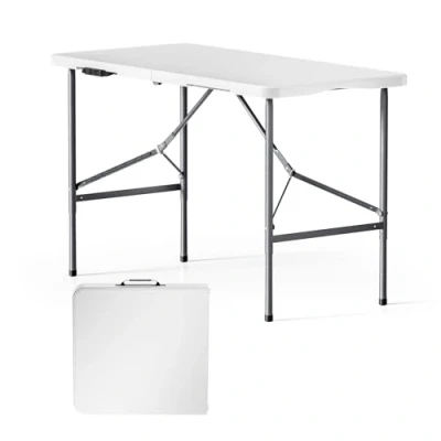 Afbeelding van Toboli klaptafel 120x60x74cm campingtafel wit; bijzettafel, inklapbare tafel Multistrobe