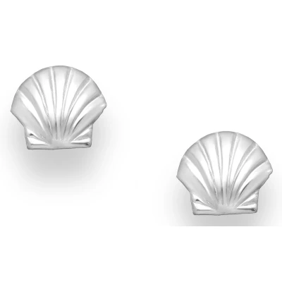 Afbeelding van JoyS Zilveren schelp oorbellen 10 x 8 mm oorknoppen gepolijst