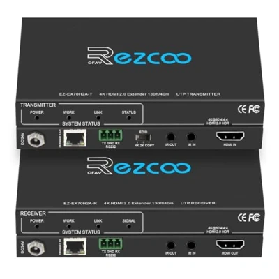Afbeelding van HDMI Extender Over Ethernet 4k 60HZ 18G/BPS Single Cat5/6 tot 40m(165ft), RS232 POE IR HDCP2.2 HDR CEC EDID Management.