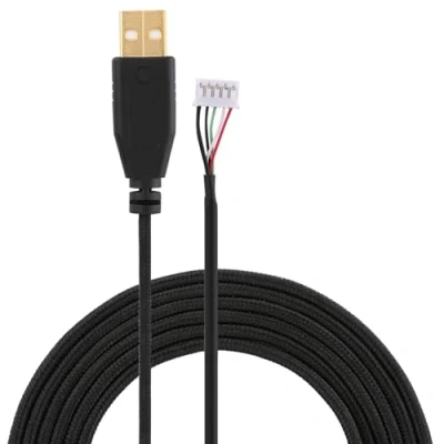 Afbeelding van ASHATA vervangende muiskabel, 2,2 m USB muiskabel muis oplaadkabel vervangingskabel reparatie accessoires voor Razer Naga 2014 Line 14, aansluiting/5 pins aansluiting, zwart