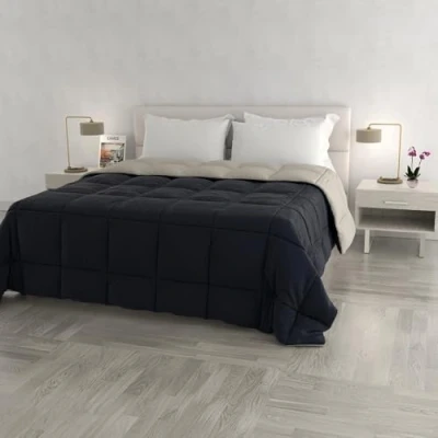 Afbeelding van Italian Bed Linen Elegante winterdekbed, microvezel, donkerblauw/lichtgrijs, 260 x cm