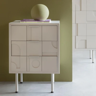 Afbeelding van Housecraft Funk Bijzettafel/Nachtkastje/ Ladekastje Beige