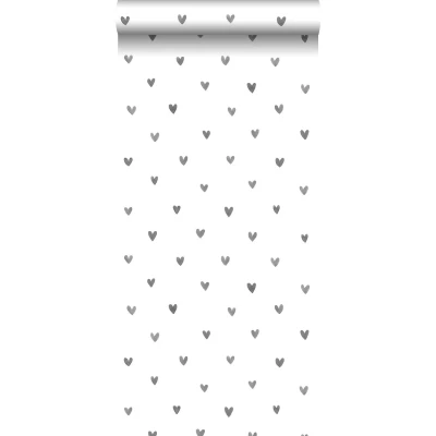 Afbeelding van Leen Bakker ESTAhome Behang Hartjes Zwart En Wit 53cm X 10.05 M Vlies