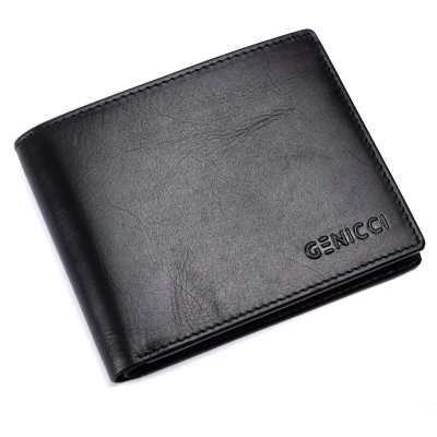 Afbeelding van Genicci Portemonnee / Portefeuille Heren Billfold Leer Noble Zwart