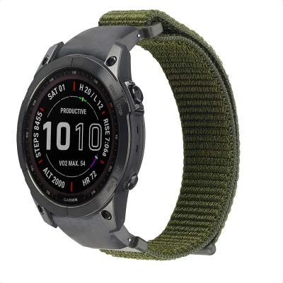 Afbeelding van QuickFit Nylon bandje voor de Garmin Watch 22 mm aansluiting Groen imoshion Geschikt Approach S60, Fenix 5 Plus,