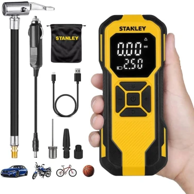 Afbeelding van STANLEY Accucompressor 10 bar Automatische afschakeling, Digitaal display, Incl. 1 accu, Met Powerbank functie