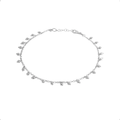 Afbeelding van YO&amp;NO Enkelbandjes Zilver Anker Bolletjes 26cm Sieraden Vrouw Gerhodineerd 925