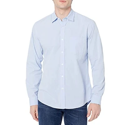 Afbeelding van Amazon Essentials Men&#039;s Casual poplin overhemd met normale pasvorm en lange mouwen, Licht Blauw, M