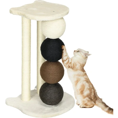 Afbeelding van Krabboom PawHut met platform, krabpaal 2 sisalpalen en 4 sisalballen, E1 spaanplaat 38 x 64 cm
