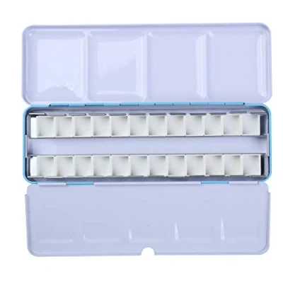 Afbeelding van YuuHeeER Lege Aquarel Blikken Palet Paint Case Metal Box Met 24 Halve Pannen voor Blauw