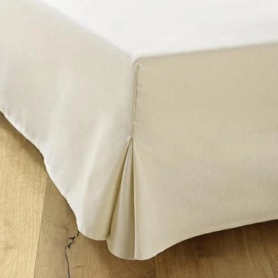 Afbeelding van Bedrok, matrasbodembeschermer, overtrek, hoes voor onderbed, matrasbodem Met poten 4 zijden, hoogte 38 cm Gemaakt in Europa 180 x 200 cm, ecru