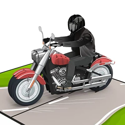 Afbeelding van papercrush® Pop upkaart motorfiets grappige 3D verjaardagskaart voor mannen, motorrijders en bikers tegoedbon motorrijbewijs, geldgeschenk motoraccessoires, motorhelm &amp; rijbewijs