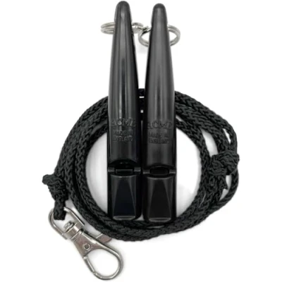 Afbeelding van ACME Hondenfluitje nr. 211,5 met fluitband In dubbelverpakking 2 fluitjes inclusief banden Ideaal voor het terugbellen luid en verreikend (zwart + zwart)