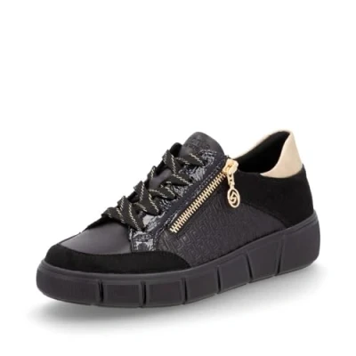 Afbeelding van Remonte Sneakers laag, Dames, Maat: 38, schwarz black Veloursleer