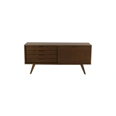 Afbeelding van Hip District Dressoir Cille 4 Lades 1 Schuifdeur Eiken Fineer Donkerbruin 160cm
