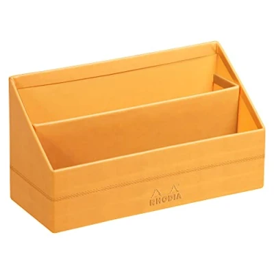 Afbeelding van Rhodia 318841C Brievenbakje (10 x 25 31 cm, kunstleer, elegant en praktisch, ideaal voor uw organisatie) 1 stuk oranje 20 10 14 cm
