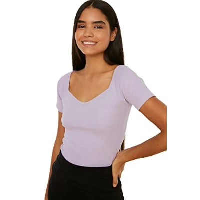 Afbeelding van Trendyol Zwarte Getailleerde Katoenen Stretch Gebreide Blouse Twoss21Bz0579