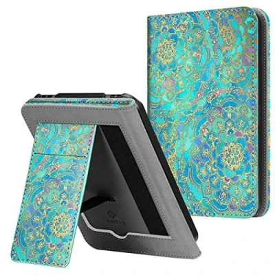 Afbeelding van Fintie Hoes voor Tolino Vision 4 HD/Vision 3 2 / 1 Shine HD e reader, kickstand beschermhoes met kaartenvak, polsband en automatische slaap/wekfunctie, jade