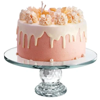 Afbeelding van Kristalglas Cake Stand, Uten 10,6 inch Display Crystal Glass Fruit Plate, Clear Desserts Houder voor Bruiloft Taarten Serveerschalen
