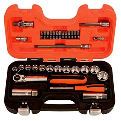 Afbeelding van Bahco Doppenset 3/8&quot; platte ratel zeskant metrisch 34 delig SL34