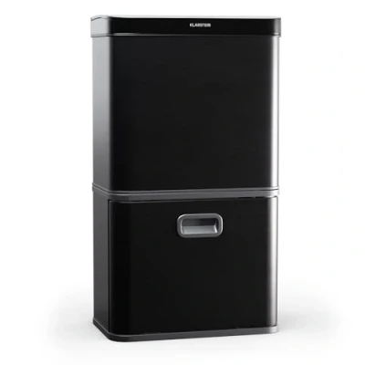 Afbeelding van Klarstein Touchless Vuilnisbak met sensor 56 Liter RVS 3 Bakken Soft close prullenbak LED Zwart